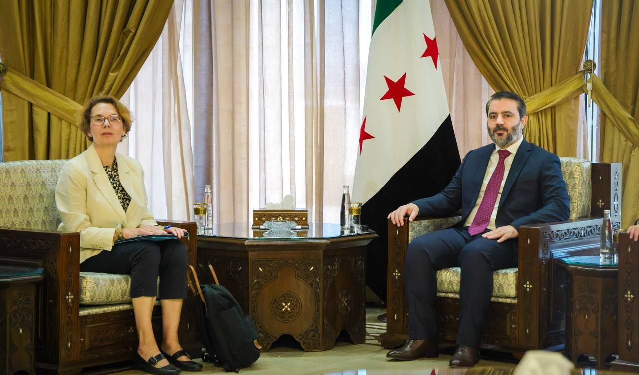 Minister of Foreign Affairs and Expatriates Asaad Hassan Al-Shaibani Meets in Damascus with Ms. Christine Toetzke