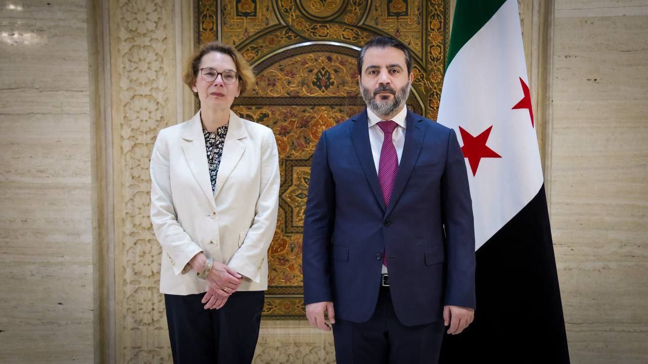 Minister of Foreign Affairs and Expatriates Asaad Hassan Al-Shaibani Meets in Damascus with Ms. Christine Toetzke