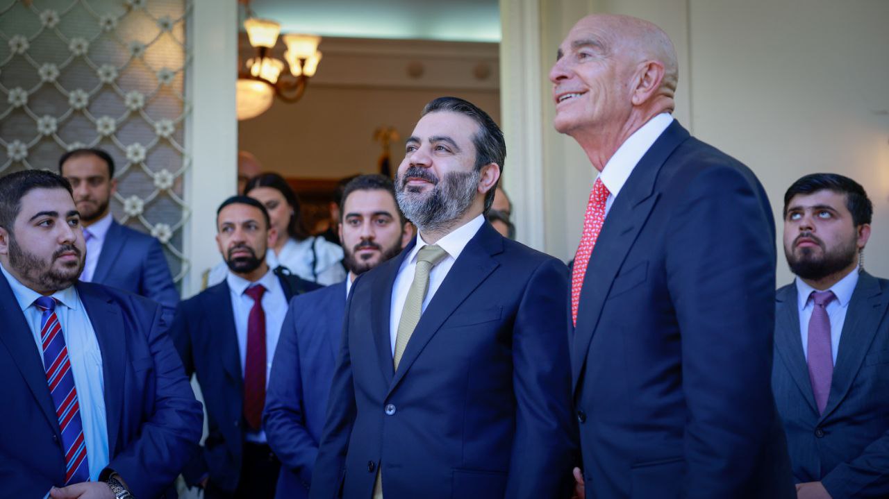  In The Presence of the Minister of Foreign Affairs and Expatriates, Mr. Asaad Hassan Al-Shaibani, The US Flag Is Raised at The Residence in The Capital, Damascus