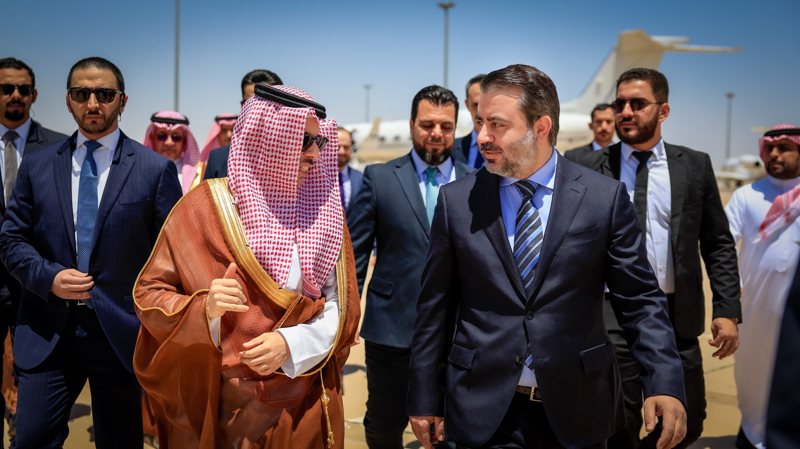  Minister of Foreign Affairs and Expatriates Asaad Hassan Al-Shaibani Receives His Saudi Counterpart