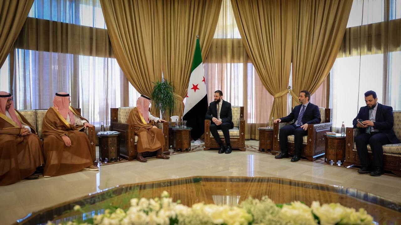  His Excellency The President of The Republic, Mr. Ahmed Al-Shara, Receives , His Highness Prince Faisal bin Farhan