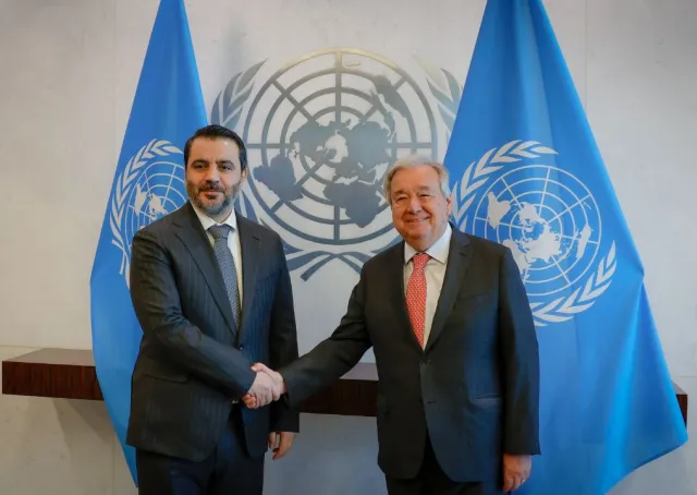 التقى وزير الخارجية والمغتربين  بالأمين العام للأمم المتحدة 