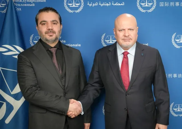 لقاء وزير الخارجية السيد أسعد الشيباني مع السيد كريم أحمد خان رئيس محكمة الجنايات الدولية في هولندا