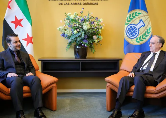 لقاء وزير الخارجية السيد أسعد الشيباني مع السيد فرناندو أرياس جونزاليز المدير العام لمنظمة حظر الأسلحة الكيميائية