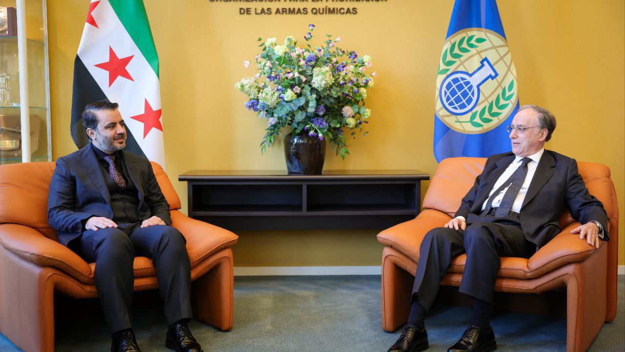 لقاء وزير الخارجية السيد أسعد الشيباني مع السيد فرناندو أرياس جونزاليز المدير العام لمنظمة حظر الأسلحة الكيميائية