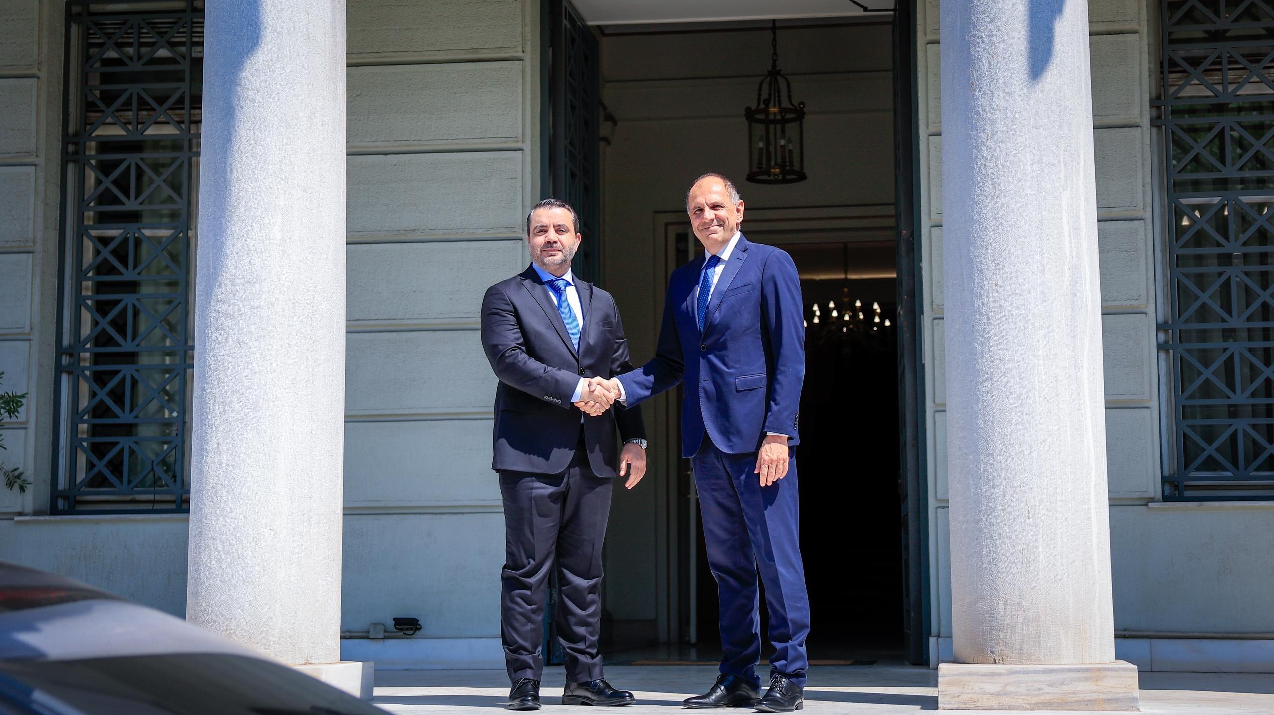 Foreign Minister Al-Shaibani Meets Greek Counterpart Gerapetritis in Athens