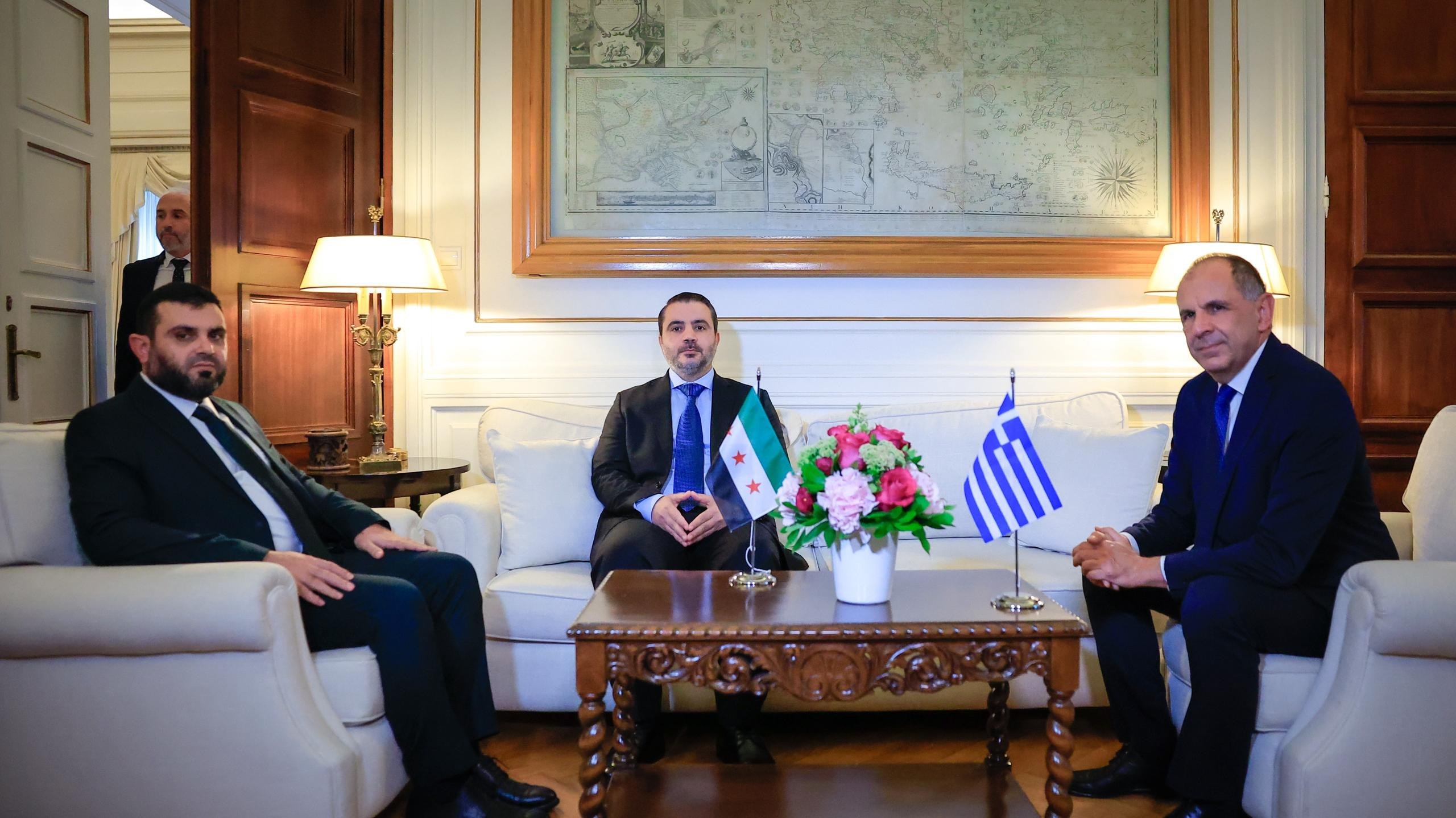Foreign Minister Al-Shaibani Meets Greek Counterpart Gerapetritis in Athens