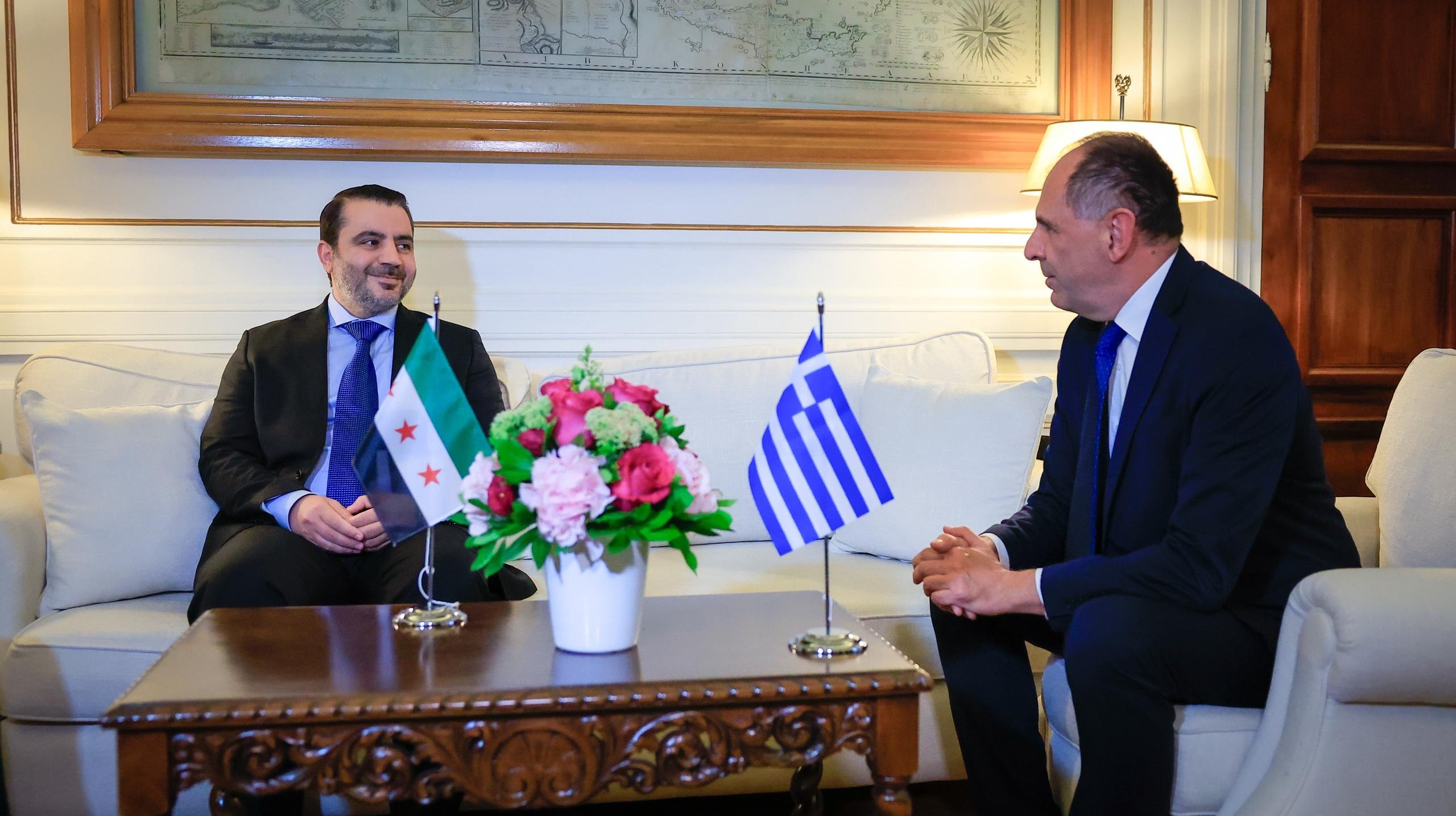 Foreign Minister Al-Shaibani Meets Greek Counterpart Gerapetritis in Athens