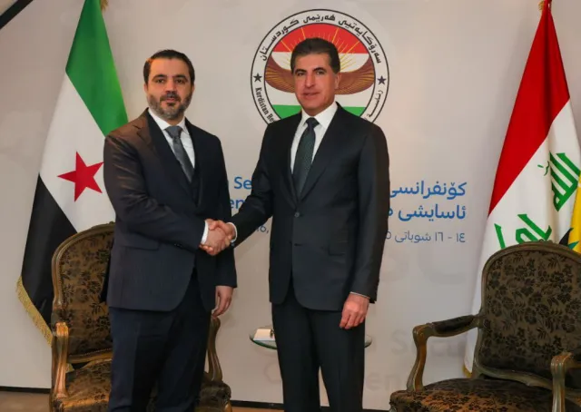 وفد الخارجية السورية برئاسة وزير الخارجية السيد أسعد الشيباني يلتقي برئيس إقليم كردستان العراق 