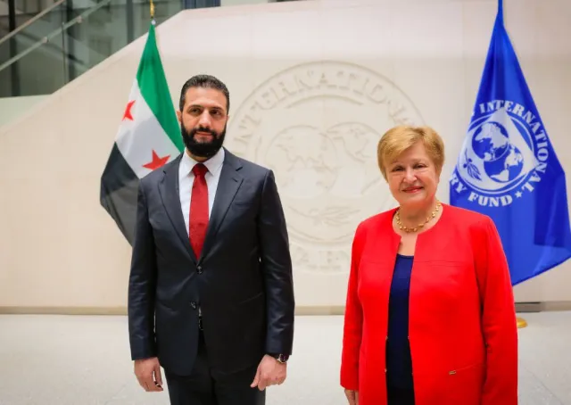 President al-Sharaa Meets with Ms. Kristalina Georgieva, Managing Director of the IMF, at The IMF Headquarters in Washington
