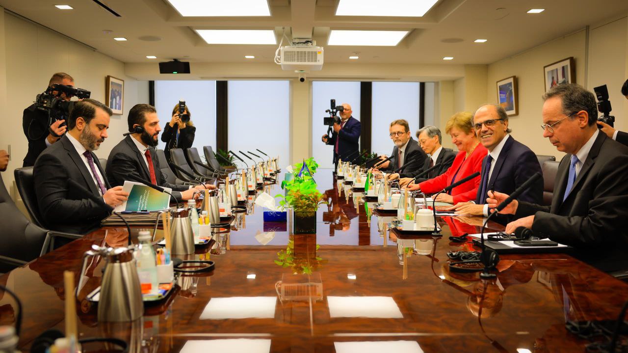 President al-Sharaa Meets with Ms. Kristalina Georgieva, Managing Director of the IMF, at The IMF Headquarters in Washington