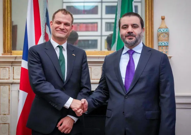 Foreign Minister Asaad Hassan al-Shaibani met in London with British Minister of State for The Middle East Hamish Falconer 