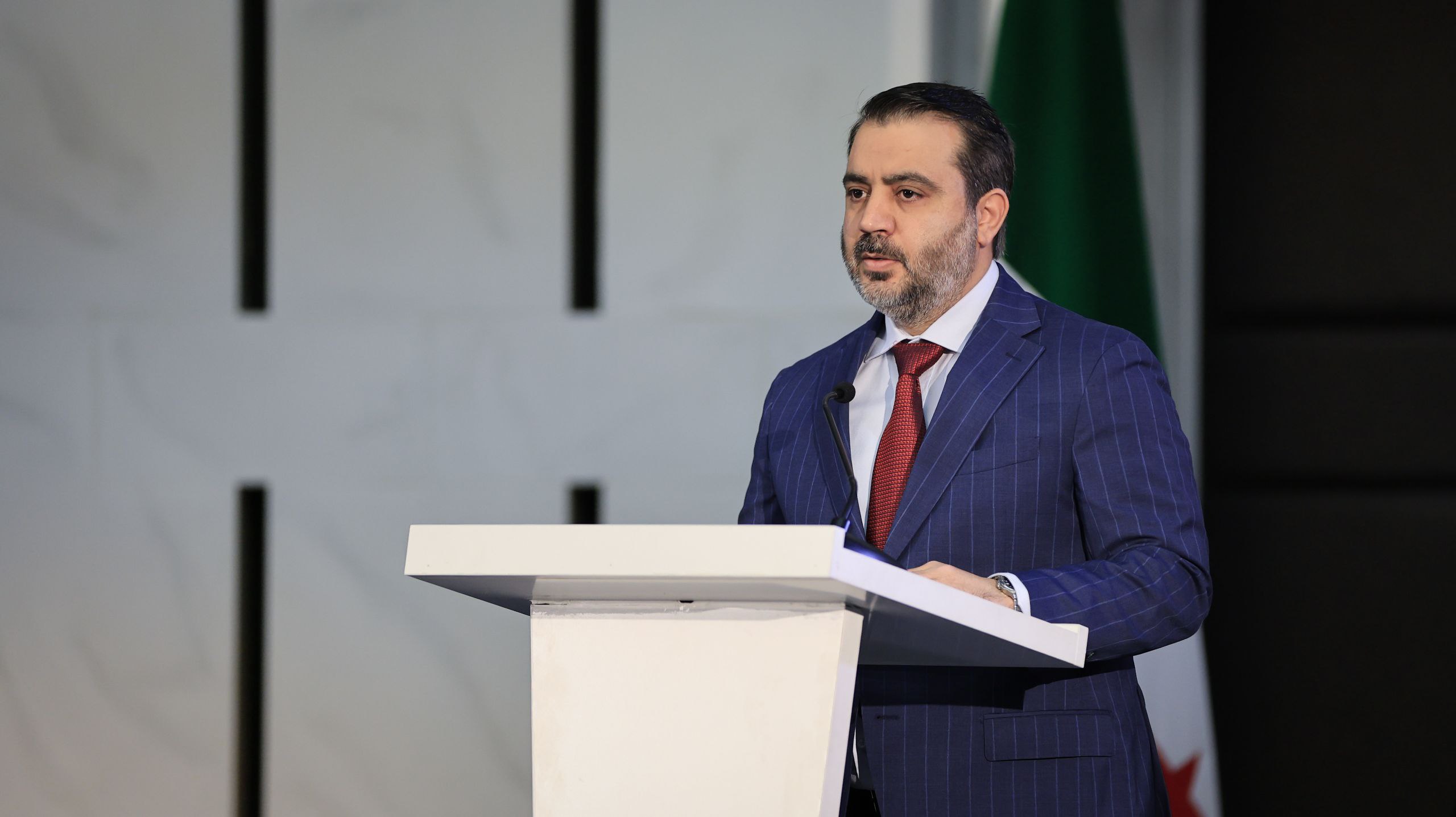 .Minister of Foreign Affairs and Expatriates, Mr. Asaad Hassan Al-Shaibani, participates in the ceremony of announcing the new visual identity of the Syrian Arab Republic