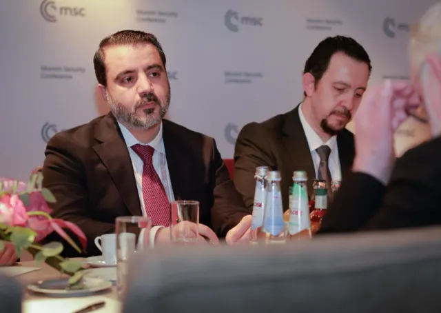 Syrian Foreign Minister Asaad Hassan al-Shaibani Meets Vatican Secretary for Relations with States Archbishop Paul Richard Gallagher on Sidelines of Munich Security Conference