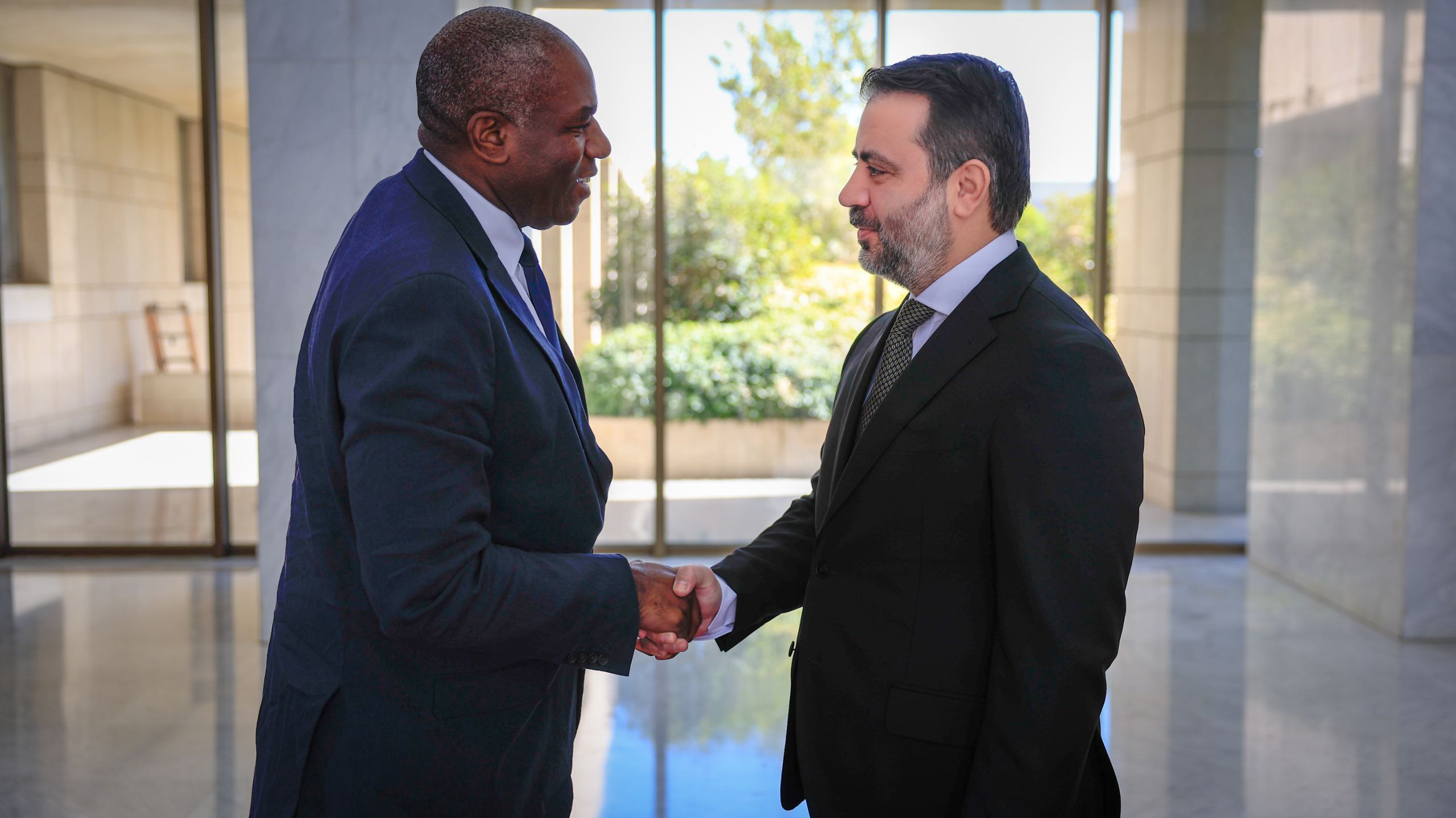 His Excellency the President of the Syrian Arab Republic, Mr. Ahmad Al-Shara,  meets in Damascus with the Foreign Secretary of the United Kingdom, Mr. David Lammy