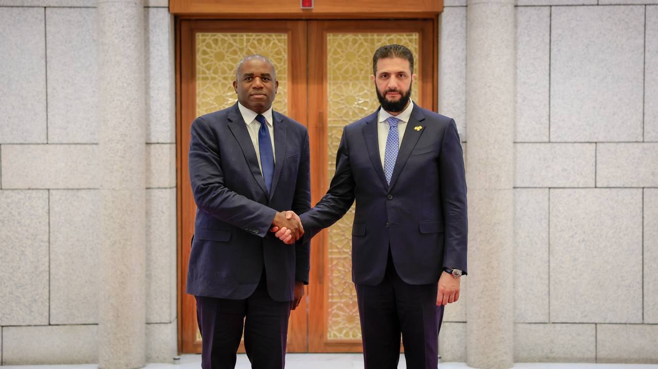 His Excellency the President of the Syrian Arab Republic, Mr. Ahmad Al-Shara,  meets in Damascus with the Foreign Secretary of the United Kingdom, Mr. David Lammy