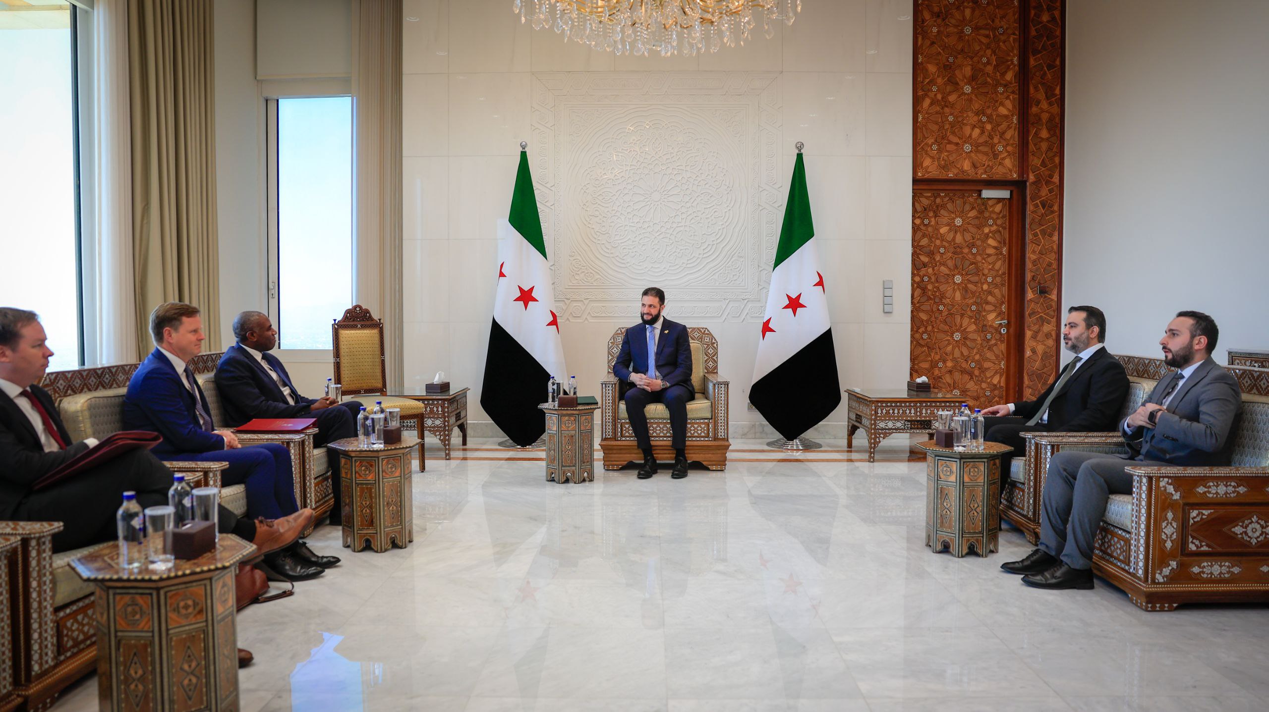 His Excellency the President of the Syrian Arab Republic, Mr. Ahmad Al-Shara,  meets in Damascus with the Foreign Secretary of the United Kingdom, Mr. David Lammy
