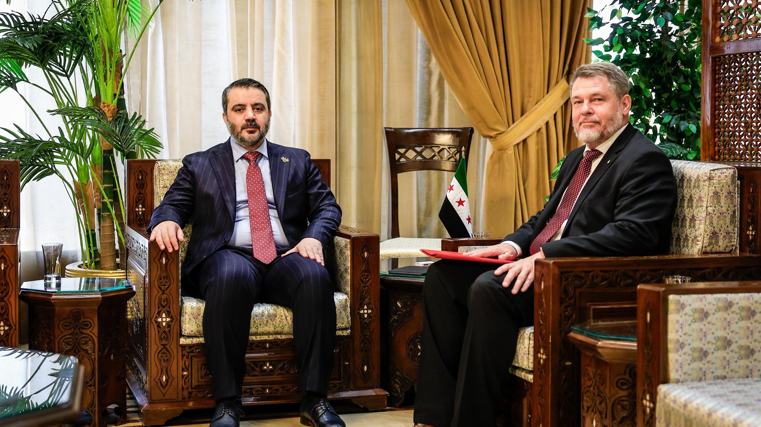 .Minister of Foreign Affairs and Expatriates, Mr. Asaad Hassan Al-Shaibani, receives the Chargé d'Affaires of the Embassy of the Czech Republic to the Syrian Arab Republic, Mr. Vítéslav Pińka