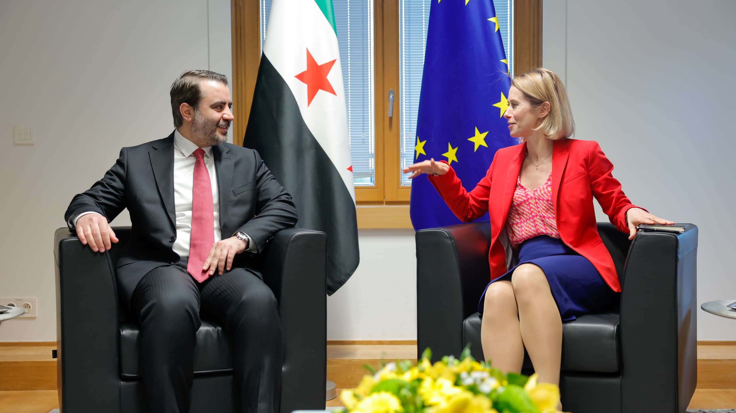 اجتمع وزير الخارجية والمغتربين السيد أسعد حسن الشيباني مع الممثلة العليا للاتحاد الأوروبي للشؤون الخارجية والسياسة الأمنية السيدة كايا كالاس