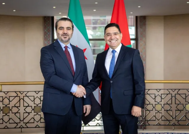 التقى وزير الخارجية والمغتربين السيد أسعد حسن الشيباني وزير الشؤون الخارجية في المملكة المغربية السيد ناصر بوريطة في العاصمة الرباط
