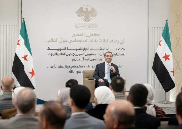 وزير الخارجية والمغتربين السيد أسعد حسن الشيباني، يلتقي بعدد من أبناء الجالية السورية في المملكة المغربية