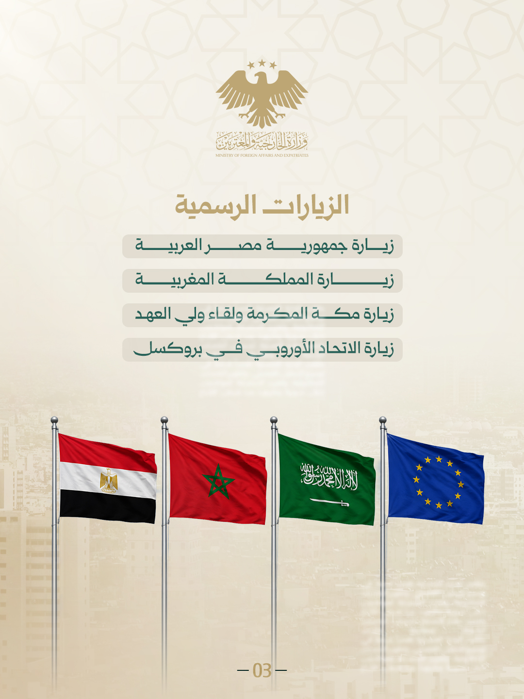 ملخص النشاط الدبلوماسي، وزارة الخارجية والمغتربين - شهر مايو / أيار 2026