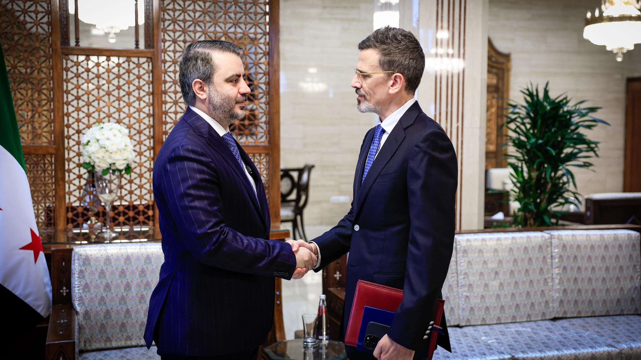 Foreign Minister and Expatriates Minister Asaad Hassan Al-Shaibani Meets with  Ambassadors from European, Asian and American Countries in The Capital Damascus