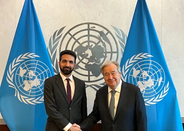 التقى المندوب الدائم للجمهورية العربية السورية لدى الأمم المتحدة السيد إبراهيم العلبي الأمين العام للأمم المتحدة السيد أنطونيو غوتيريش، في مقر المنظمة الدولية بنيويورك