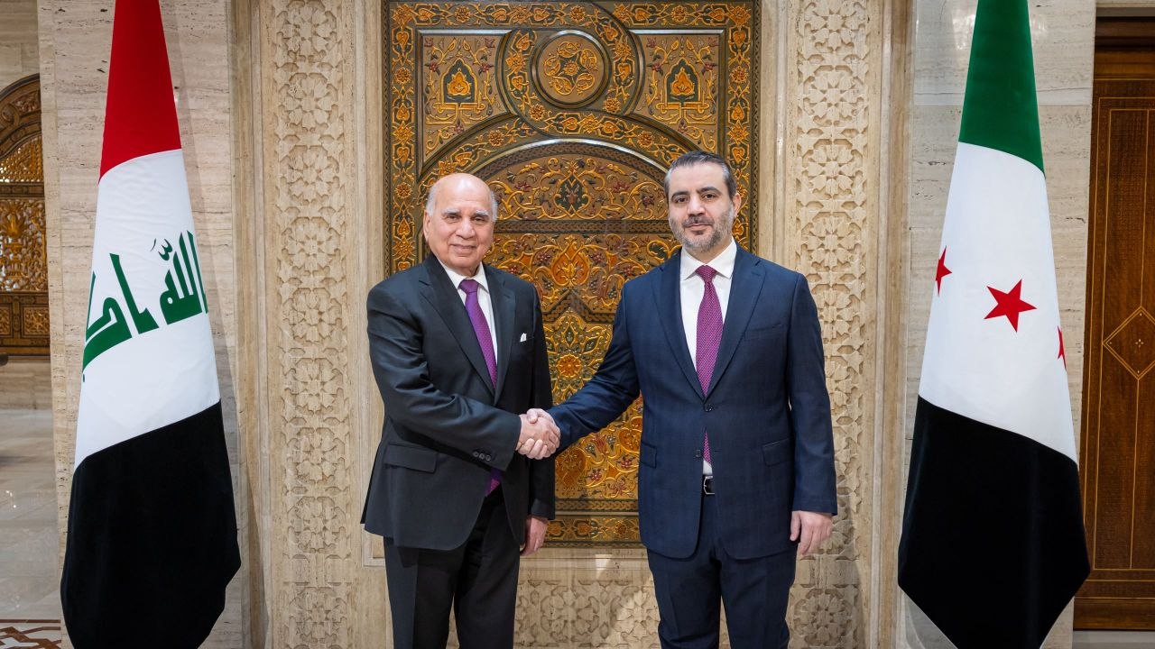 استقبل وزير الخارجية والمغتربين السيد أسعد حسن الشيباني وزير خارجية جمهورية العراق الشقيق السيد فؤاد حسين، في العاصمة دمشق