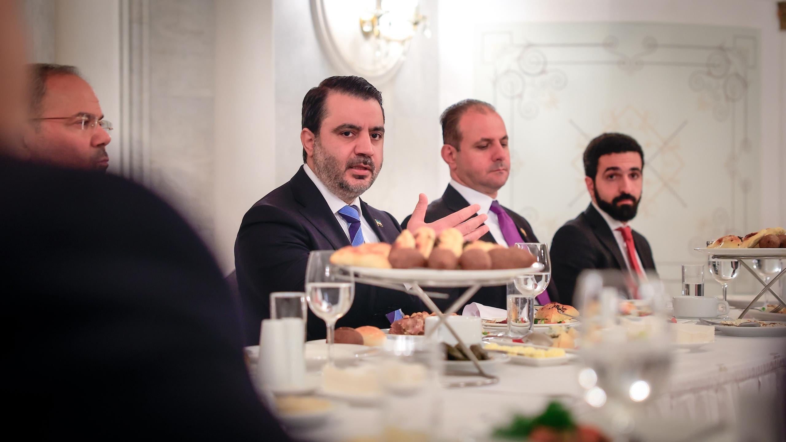 Minister of Foreign Affairs and Expatriates Asaad Hassan Al-Shaibani hostes a dinner banquet to ambassadors of Arab countries accredited to Moscow