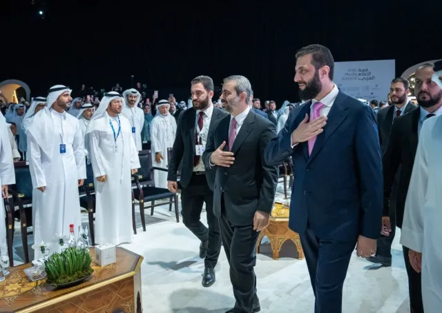 شارك وفد الجمهورية العربية السورية برئاسة فخامة الرئيس أحمد الشرع ووزير الخارجية والمغتربين السيد أسعد حسن الشيباني في فعاليات افتتاح الدورة الـ24 لقمة الإعلام العربي 2026 في دبي