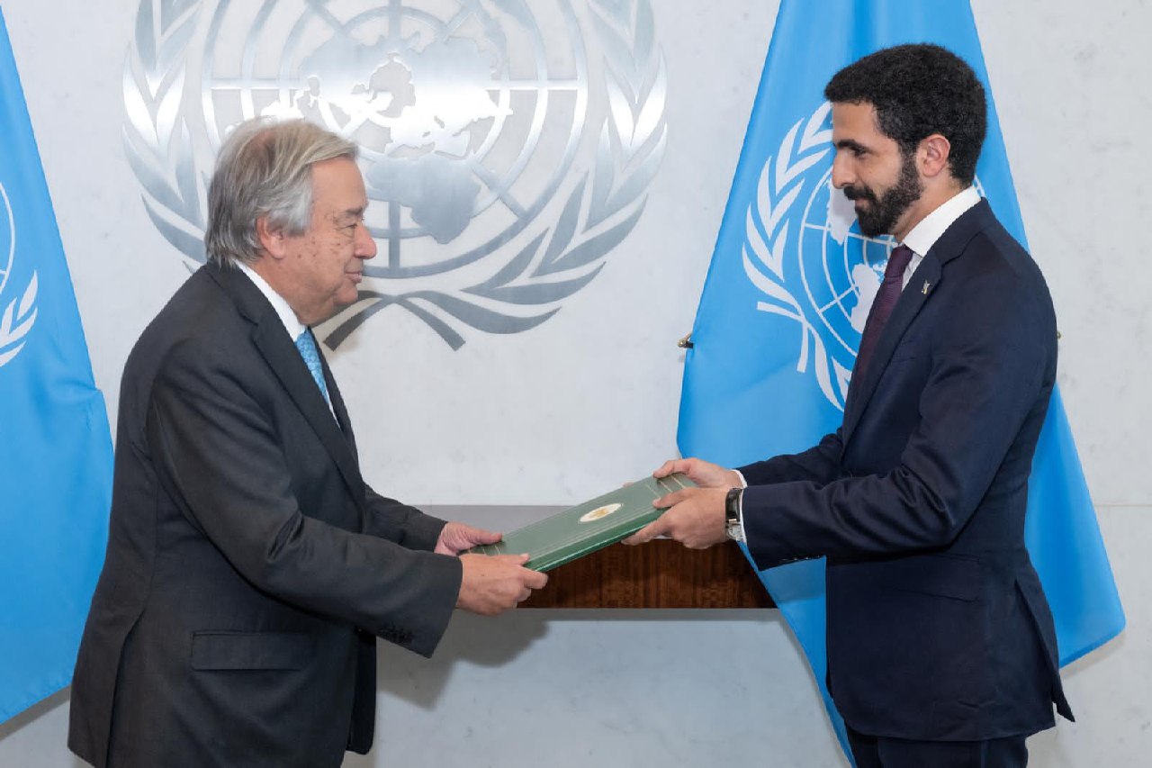 His Excellency Ambassador Ibrahim Olabi, Permanent Representative of the Syrian Arab Republic to the United Nations, Presents His Credentials to the Secretary-General of the United Nations, Mr. António Guterres