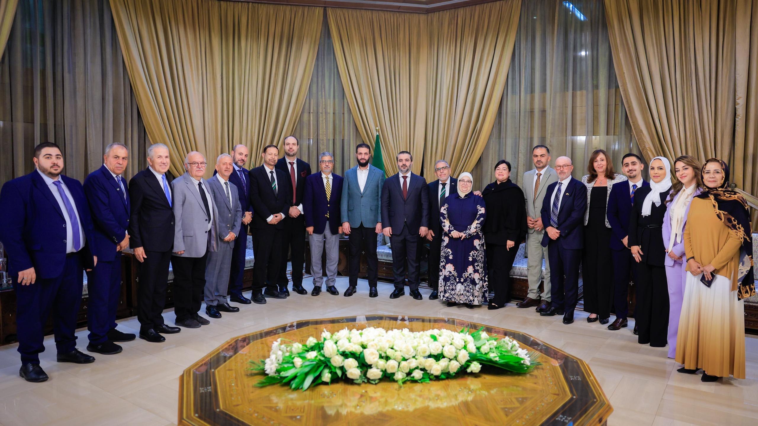 His Excellency the President of the Republic, Mr. Ahmed Al-Shara, Receives in Damascus, a Delegation from the Syrian American Council