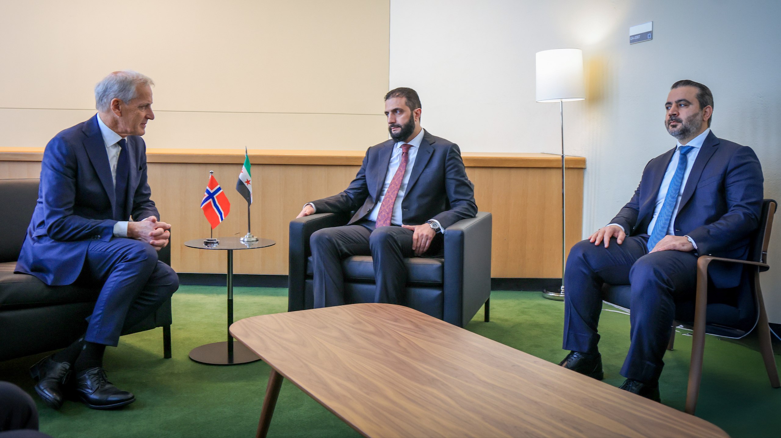 President Al-Sharaa Meets Norwegian Prime Minister Støre on Sidelines of UNGA 80