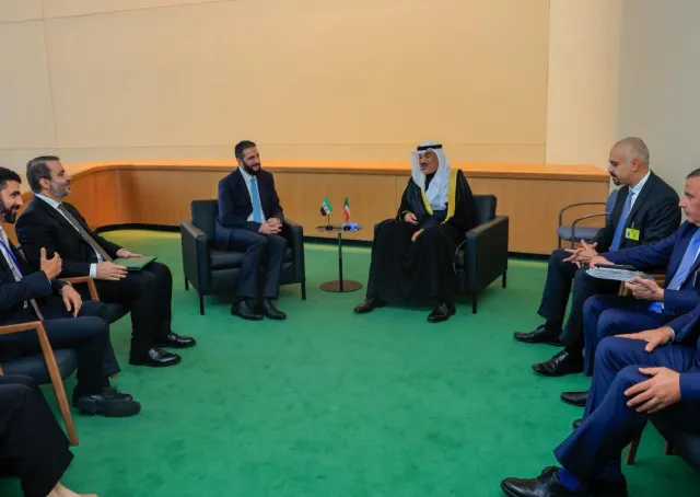 President Al-Sharaa Meets Crown Prince of Kuwait Sheikh Sabah Khalid Al-Sabah at UNGA 80