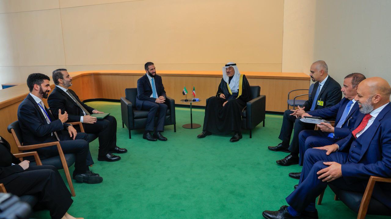 President Al-Sharaa Meets Crown Prince of Kuwait Sheikh Sabah Khalid Al-Sabah at UNGA 80