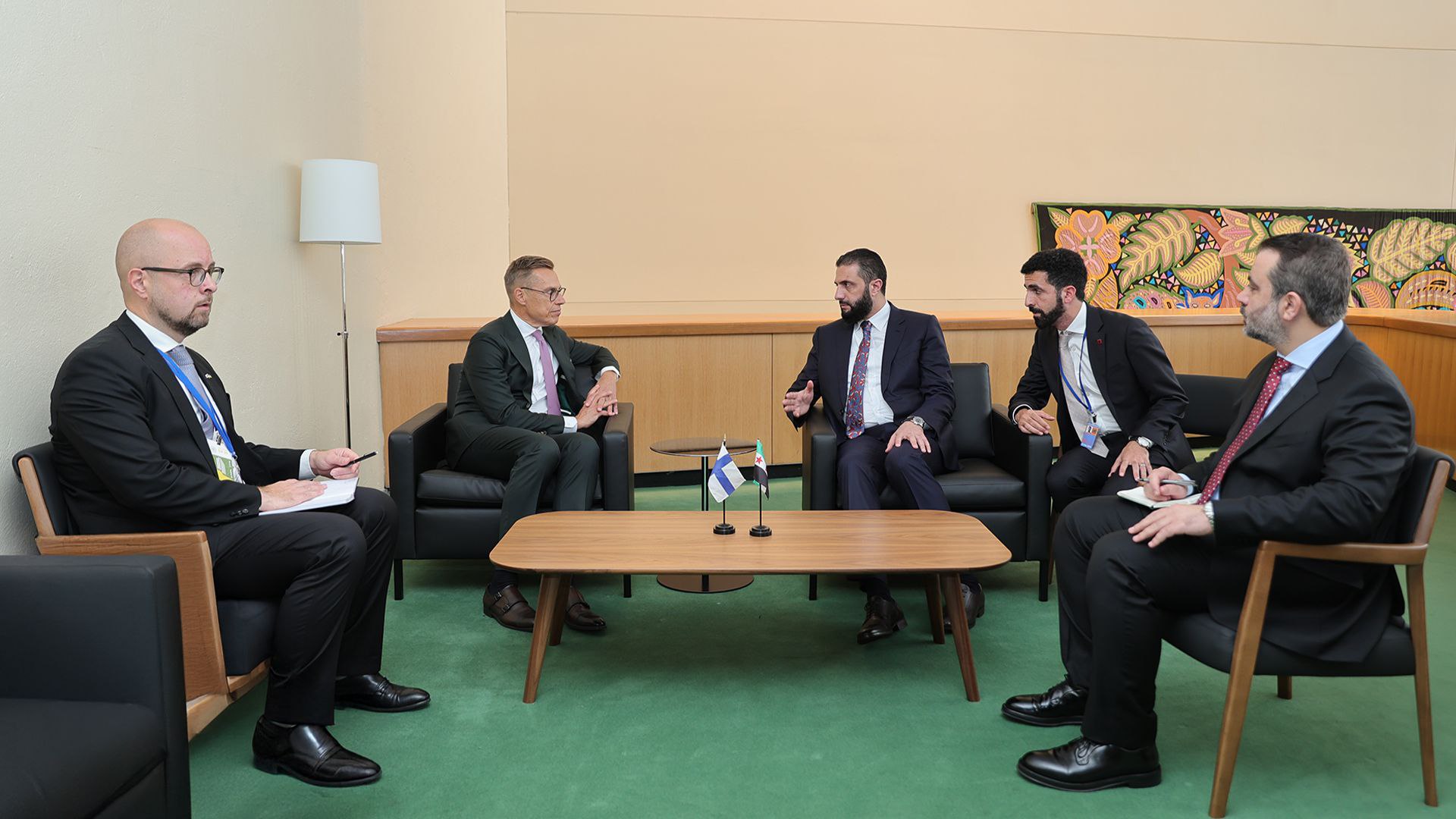 President Al-Sharaa Holds Talks with Finnish President Alexander Stubb at UNGA