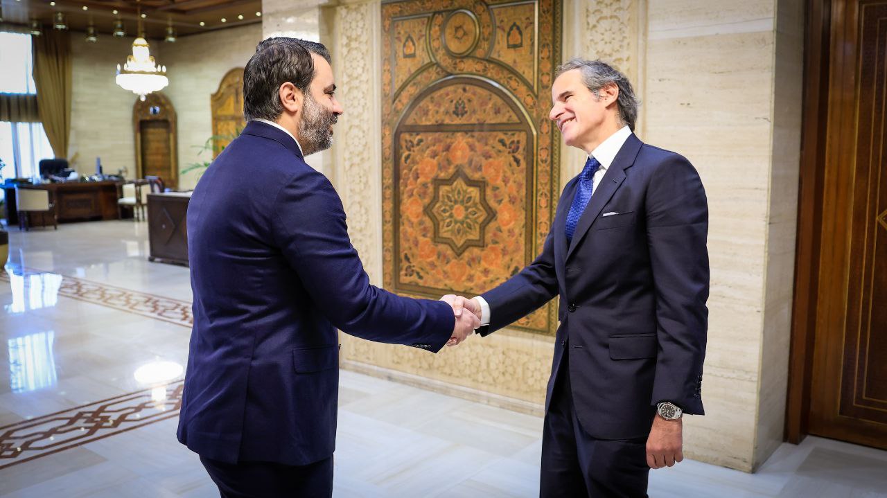 President Al-Sharaa Meets IAEA Director General Rafael Mariano Grossi in Damascus