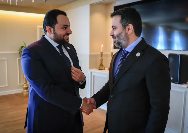 Foreign Minister Al-Shaibani Meets Qatari Minister of State on Sidelines of Oslo Forum for Peace