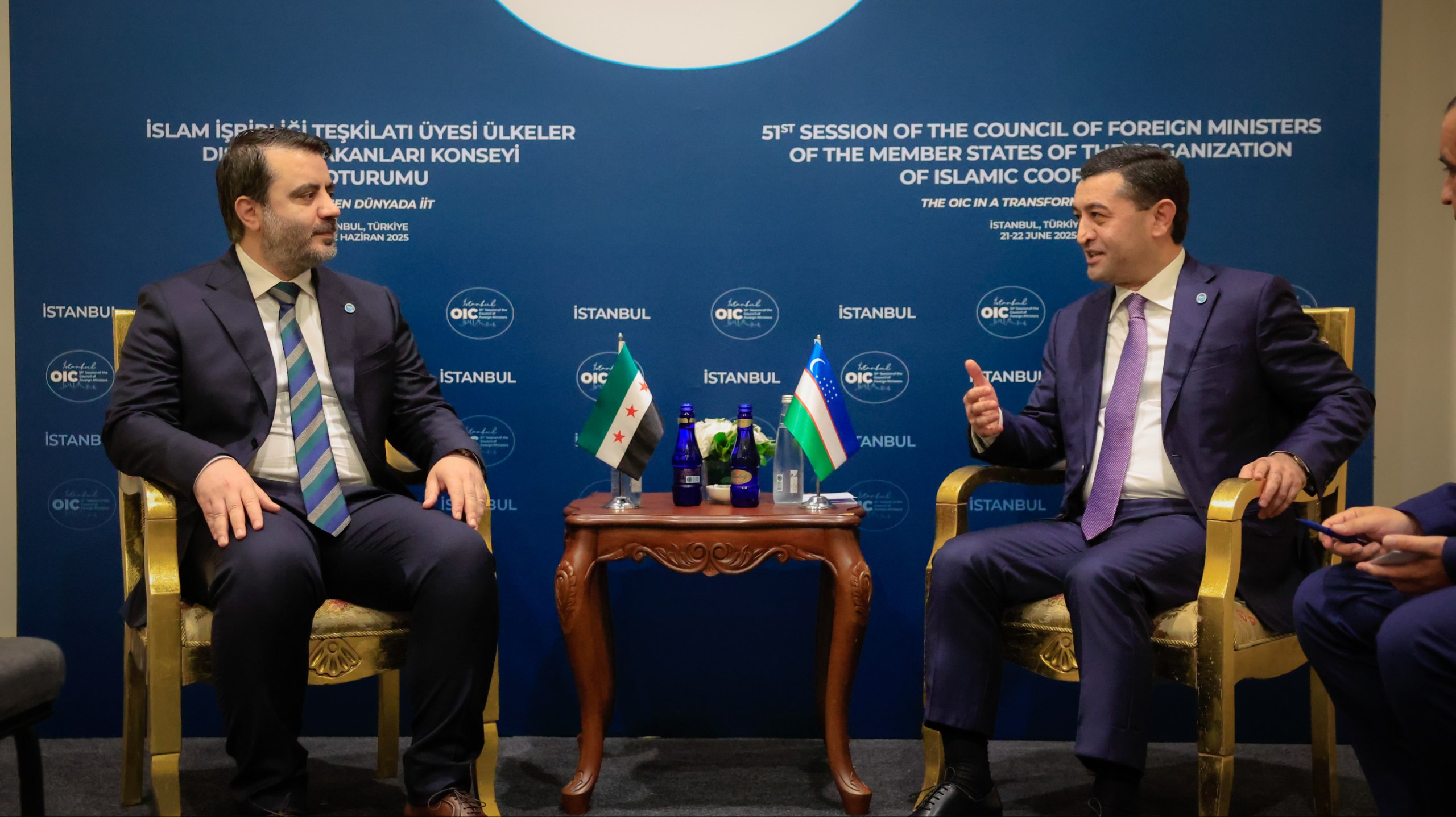 Foreign Minister Asaad Hassan Al-Shaibani meets with His Uzbek Counterpart