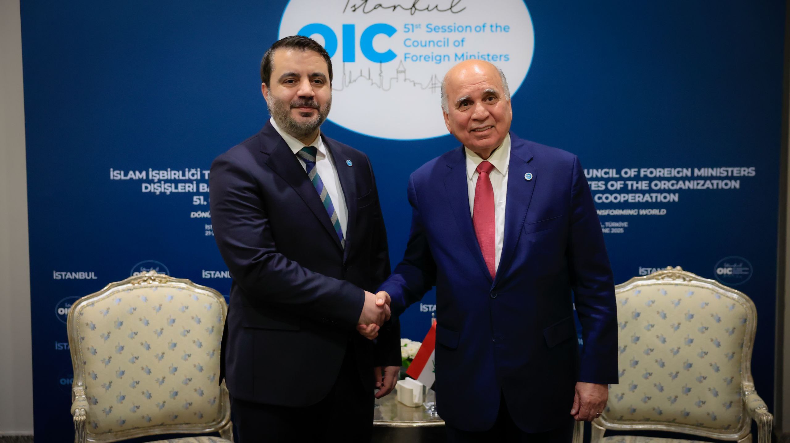 Foreign Minister and Minister of Expatriates, Mr. Asaad Hassan Al-Shaibani, Meets with His Iraqi Counterpart, Mr. Fuad Hussein