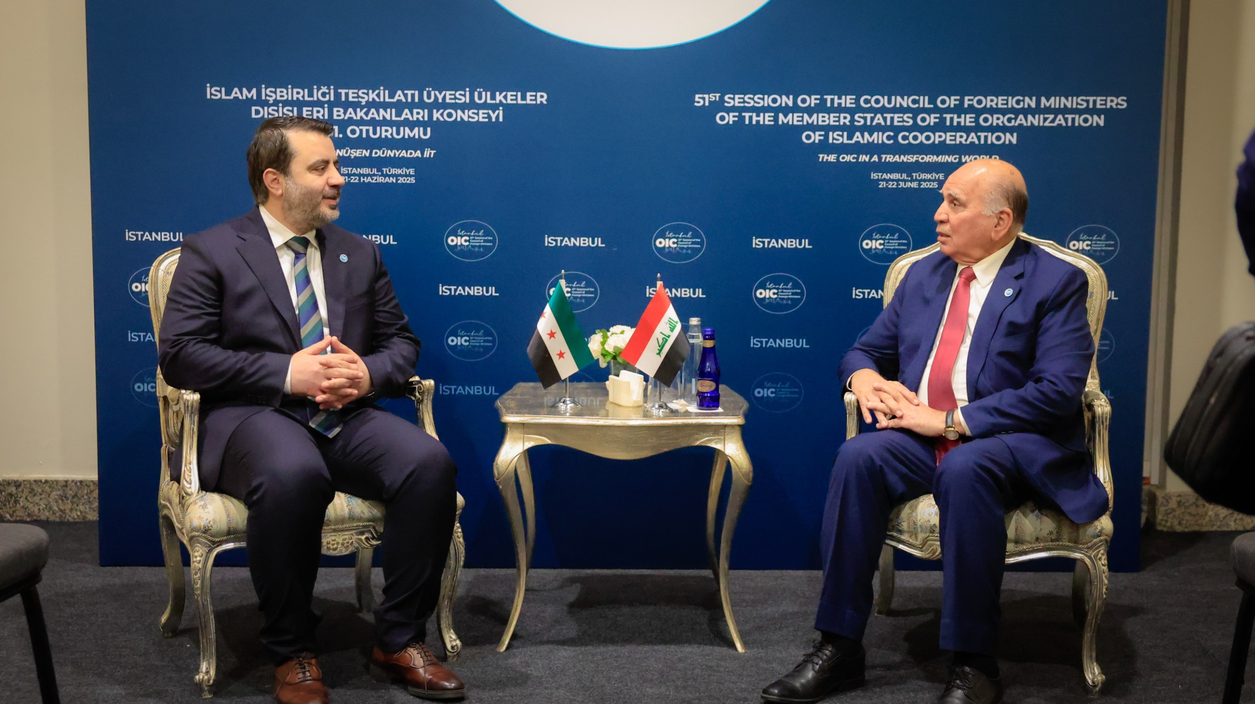Foreign Minister and Minister of Expatriates, Mr. Asaad Hassan Al-Shaibani, Meets with His Iraqi Counterpart, Mr. Fuad Hussein