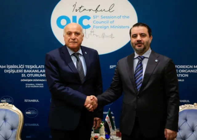 Foreign Minister Asaad Hassan Al-Shaibani Meets with His Algerian Counterpart, Ahmed Attaf