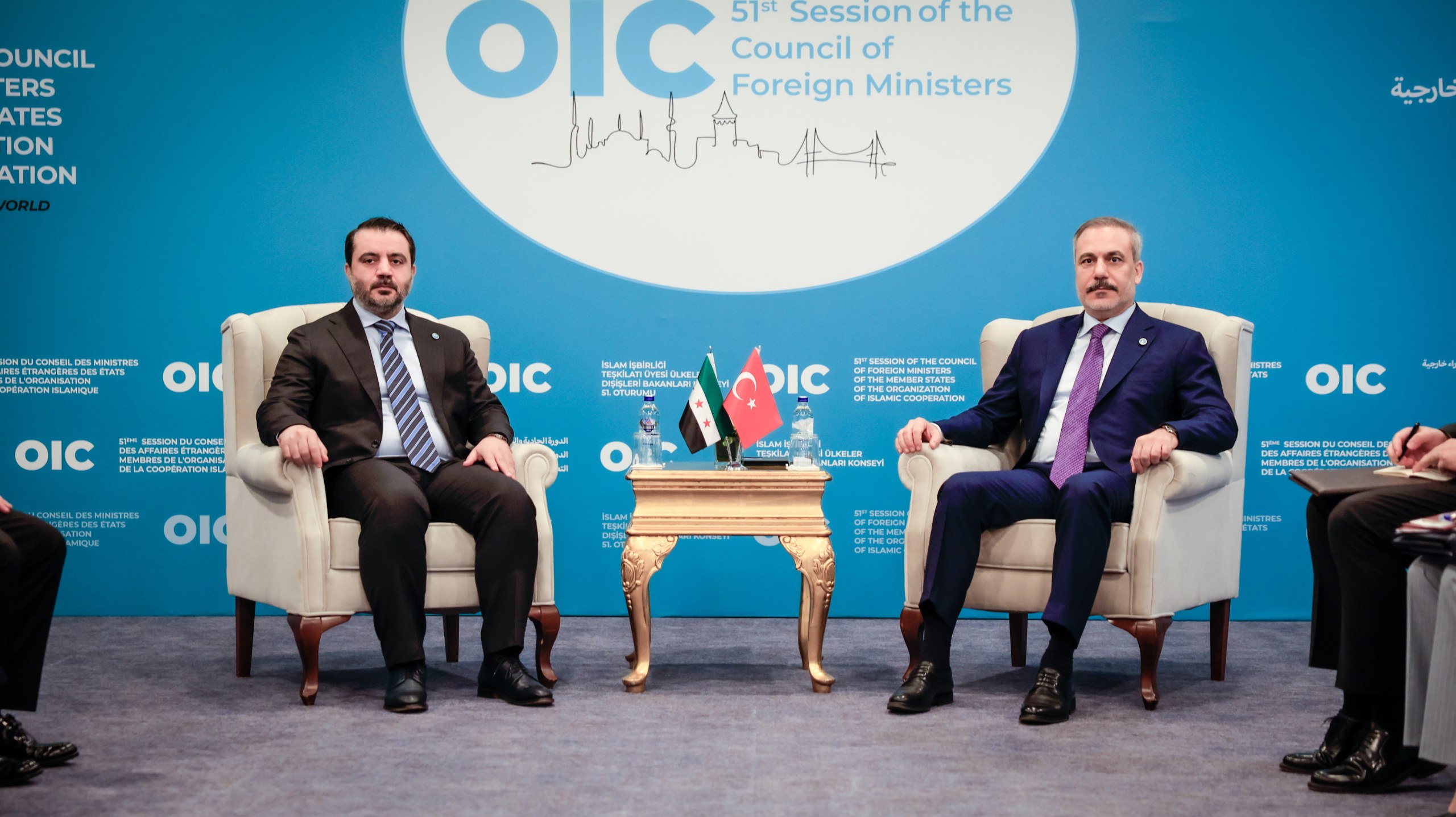 Foreign Minister Asaad Hassan Al-Shaibani Meets with His Turkish Counterpart, Hakan Fidan