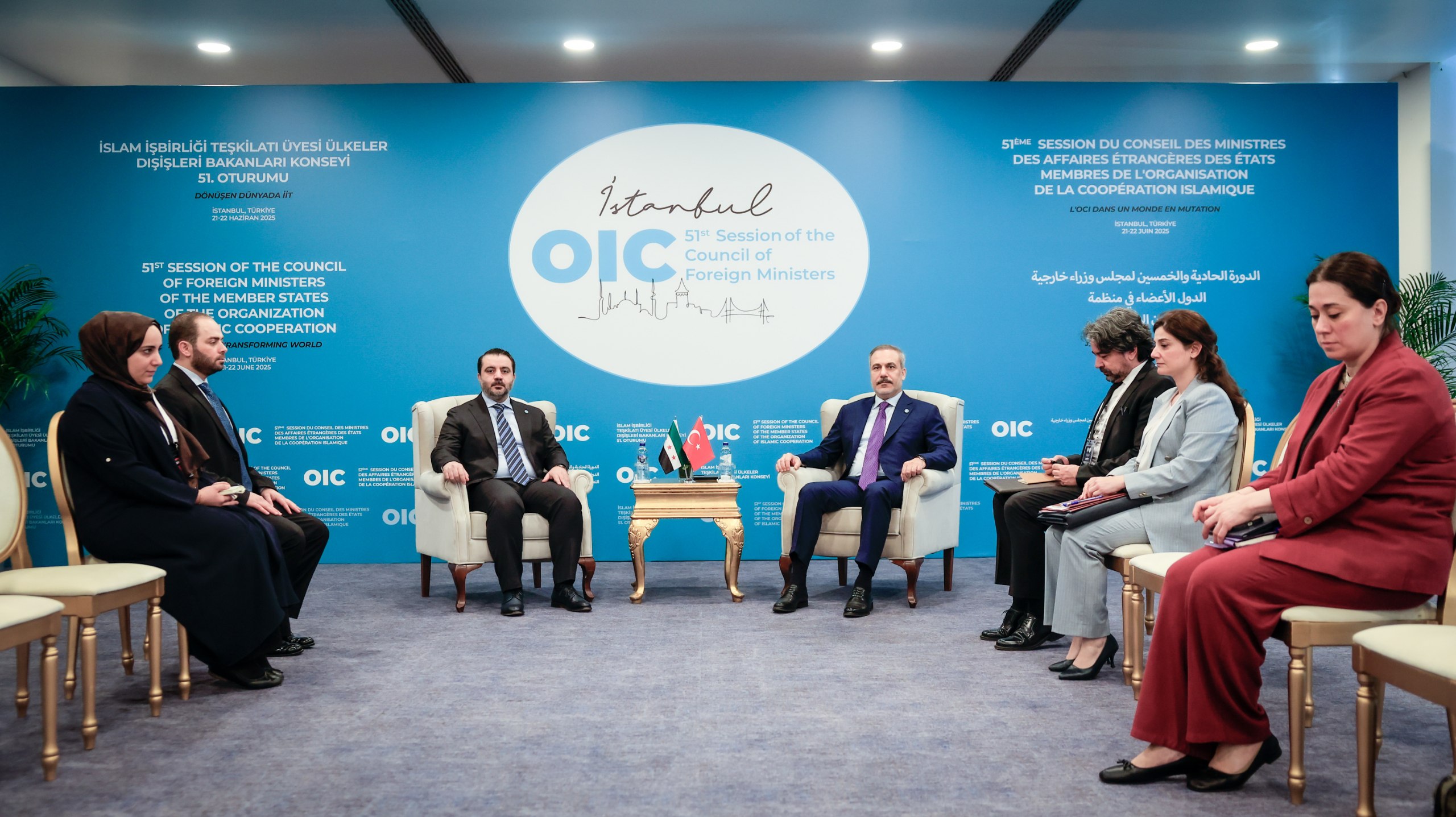 Foreign Minister Asaad Hassan Al-Shaibani Meets with His Turkish Counterpart, Hakan Fidan