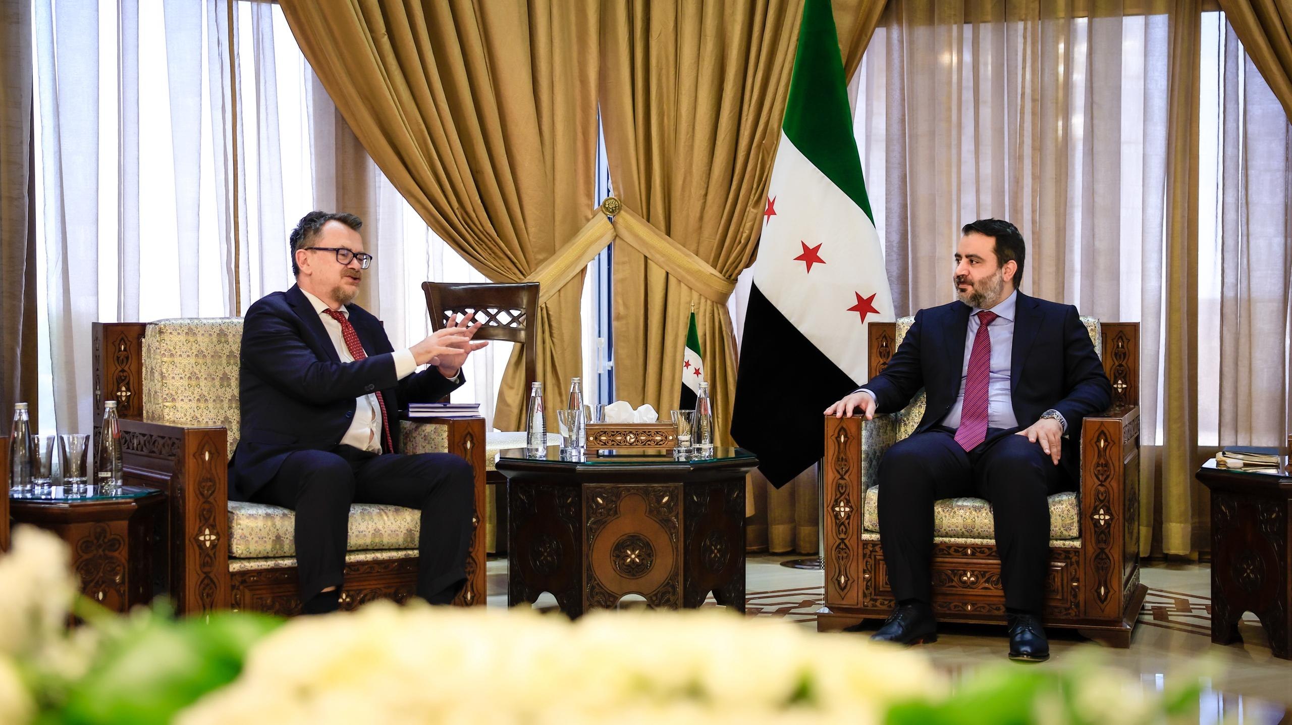 Foreign Minister Asaad Hassan Al-Shaibani Meets in Damascus with The Italian Chargé d'Affaires, Stefano Ravagnan