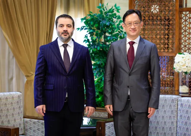 Foreign Minister Asaad Hassan Al-Shaibani Receives in Damascus the Ambassador of The People's Republic of China to Syria, Mr. Shi Hongwei