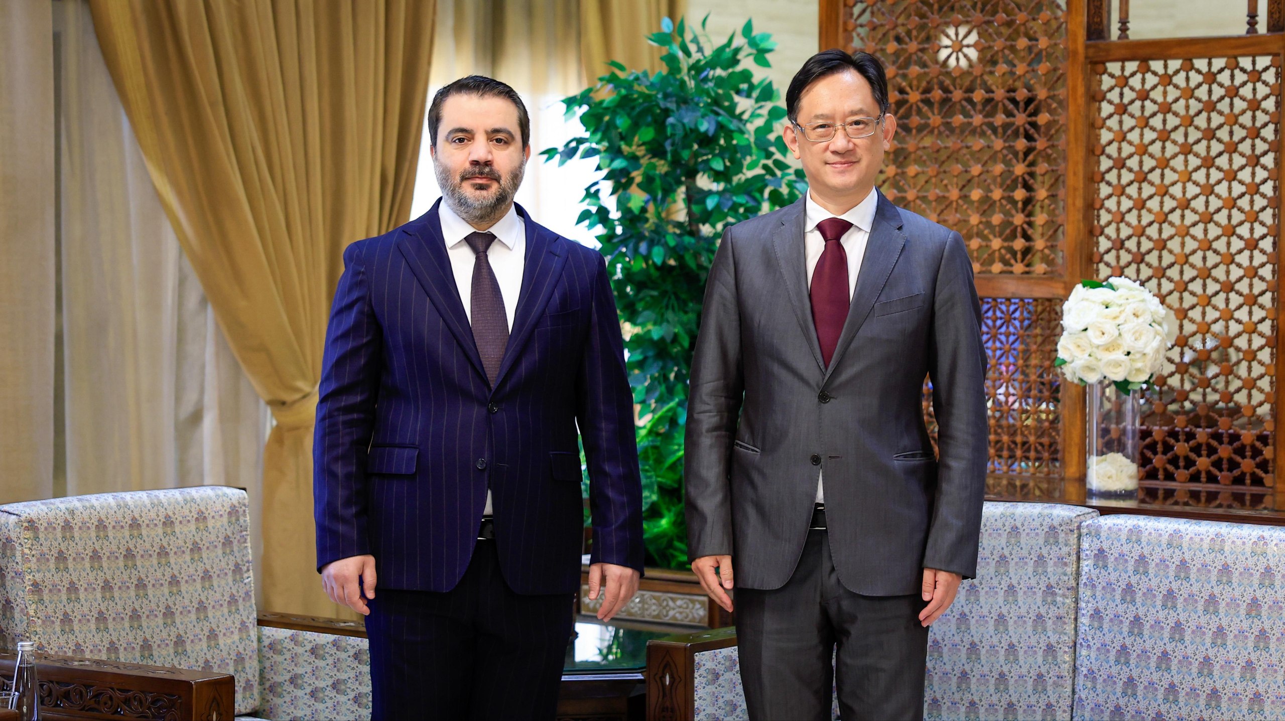 Foreign Minister Asaad Hassan Al-Shaibani Receives in Damascus the Ambassador of The People's Republic of China to Syria, Mr. Shi Hongwei