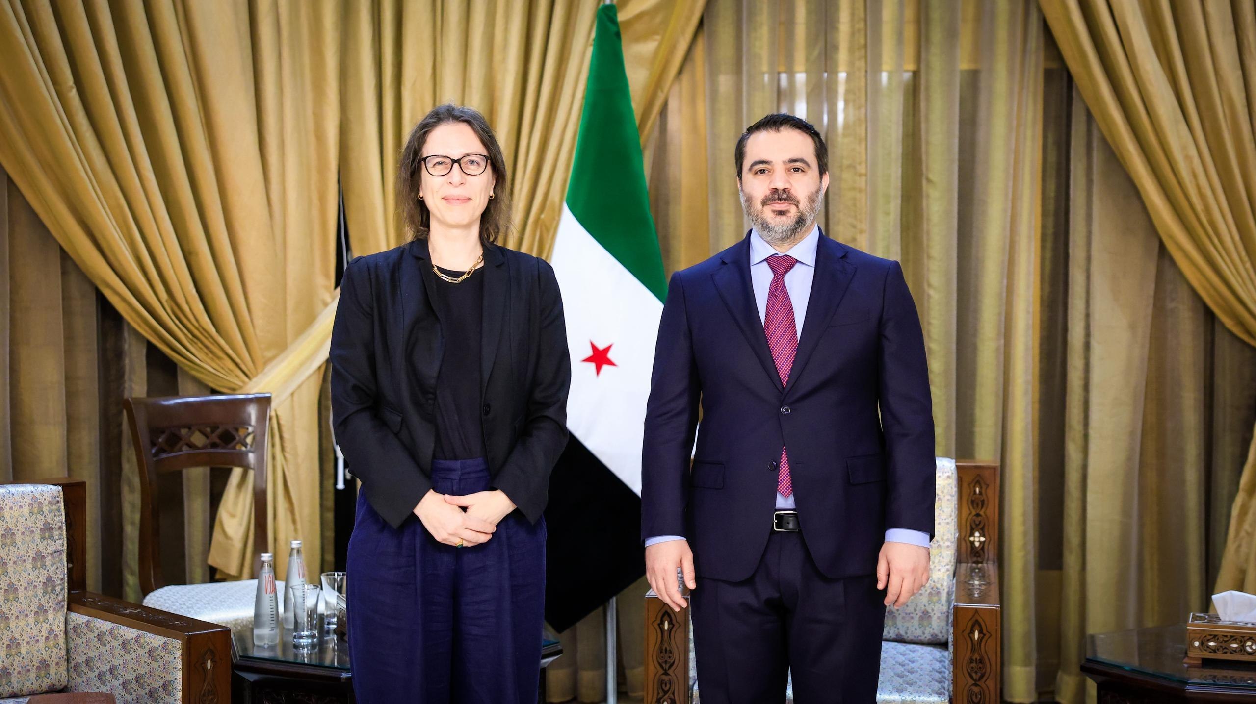 Foreign Minister Asaad Hassan Al-Shaibani Meets in Damascus with The UK's Envoy to Syria, Anna Snow