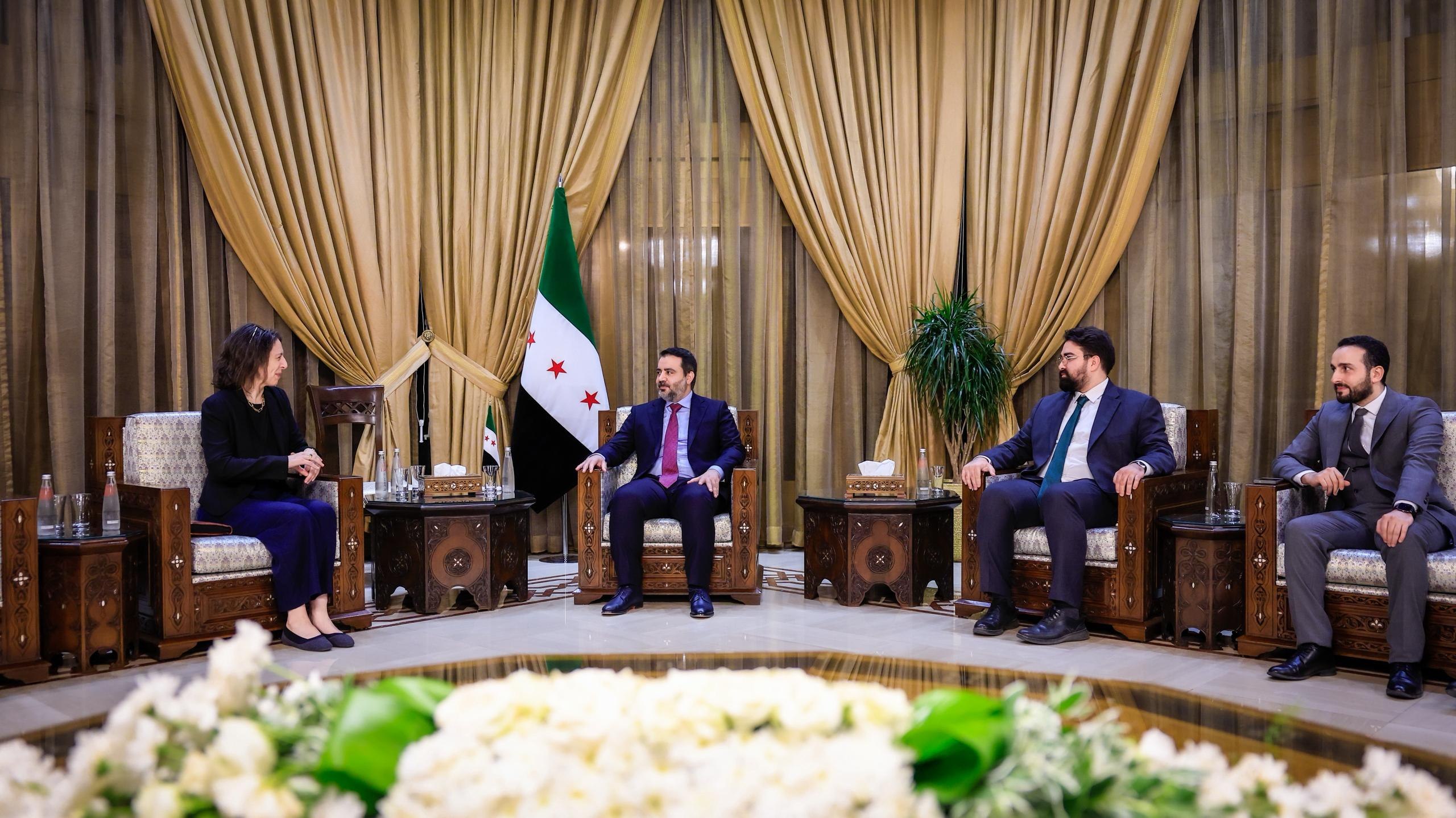 Foreign Minister Asaad Hassan Al-Shaibani Meets in Damascus with The UK's Envoy to Syria, Anna Snow